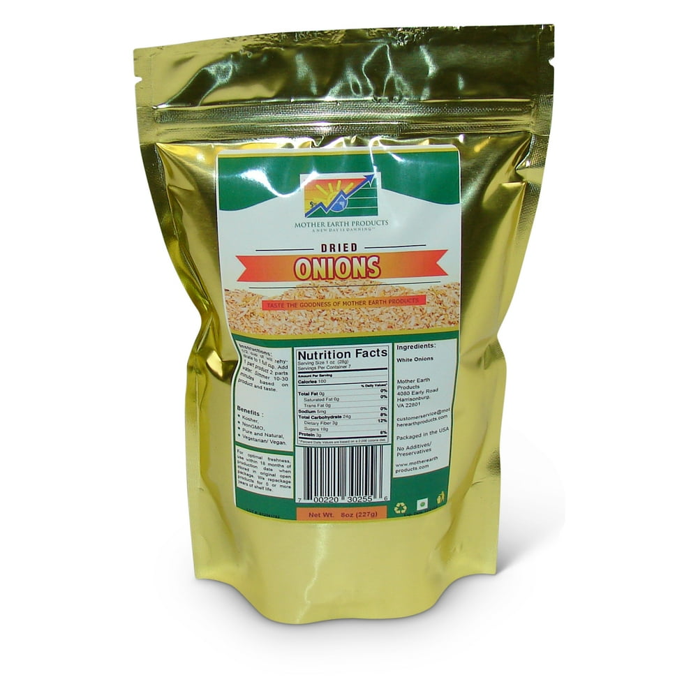 Dehydrated Chopped Onions, 2 full cup Mylar Bag