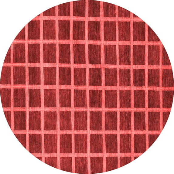 Ahgly Company Indoor Round Checkered Red Modern Area Rugs, 4' Round