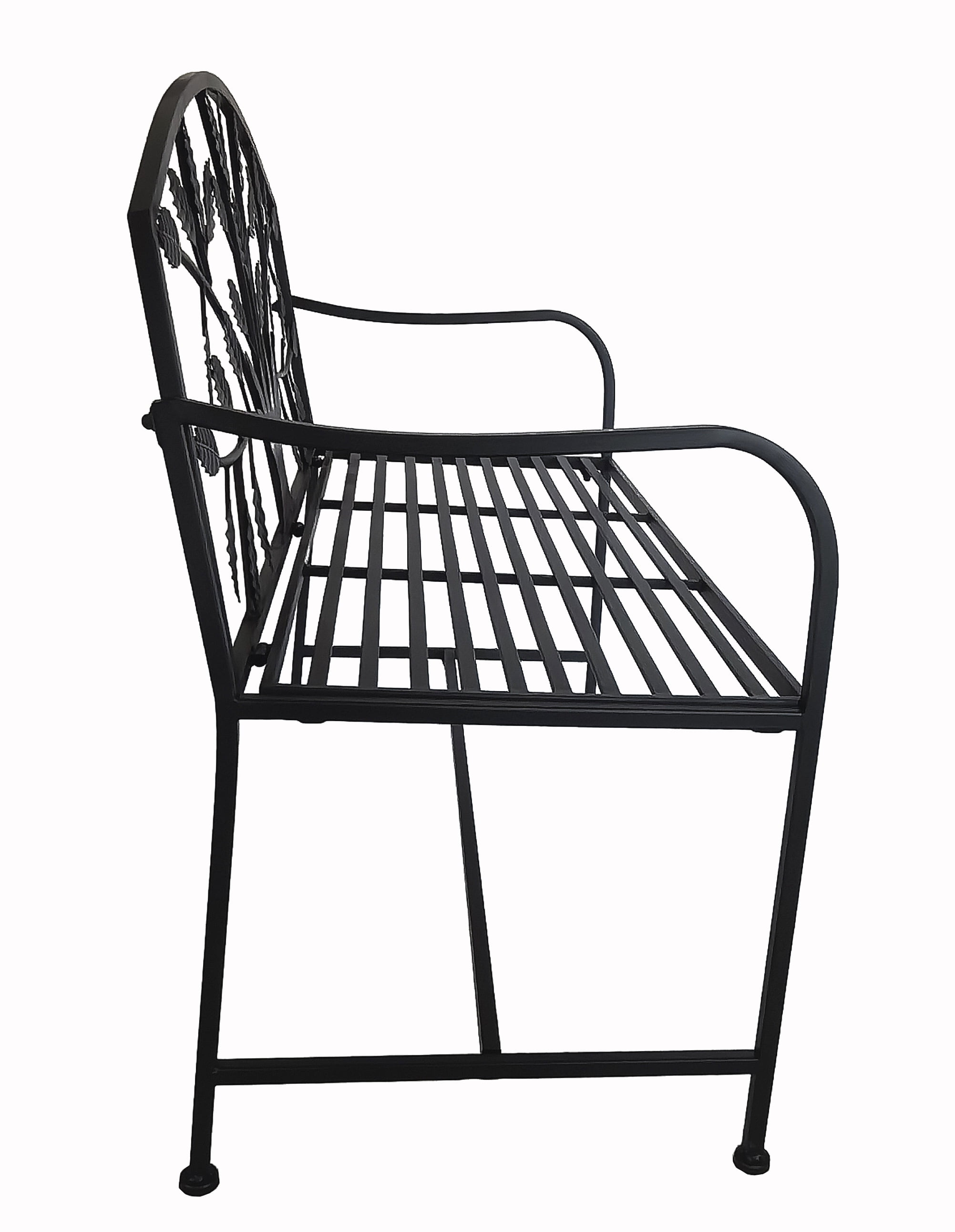 Hi-Line Gift Ltd 78683-BK Metal Garden Bench Tree Pattern-Black