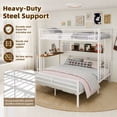 thumbnail image 5 of Miniyam Twin Over Full Bunk Bed with Built-In Desk – Metal Space-Saving Bed for Kids, Teens, Dorm Rooms, White, 5 of 7