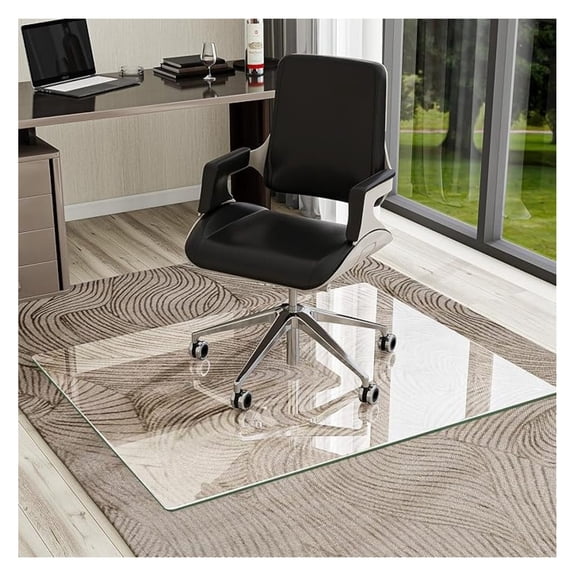 36"x46" Tempered Glass Desk Chair Mat for Carpet, Glass Office Chair Mat - 5mm Thickness, Smooth Rolling, Scratch-Resistant, Clear Protective Mat for Hardwood Floors & Carpets