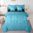 thumbnail image 1 of YST Lake Blue Damask Comforter Set, Antique Victorian Baroque Bedding, Polyester, Full Size (7 Count), 1 of 5