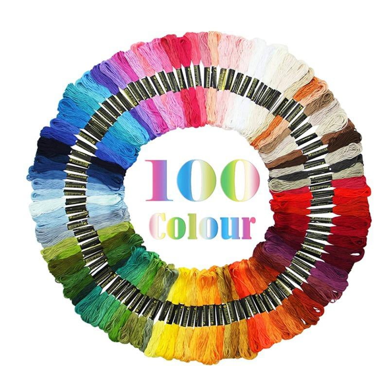100X Skein Coloured Embroidery Thread Cotton Cross Stitch Braiding Craft Sewing 
