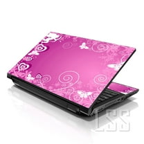LSS 17 17.3 inch Laptop Skin Sticker Cover Art Decal for Hp Dell Lenovo Apple Asus Acer Fits 16.5" 17" 17.3" 18.4" 19" with 2 Wrist Pads Free - Pink Cupid Butterfly