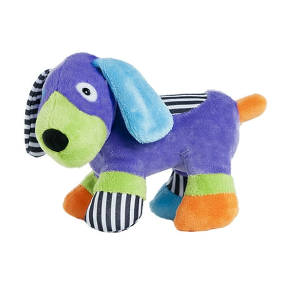 9in Nutty Mutts Purple Orange and Green Patched Dog Plush Toy - By Ganz