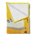 thumbnail image 2 of Music Note Soft Flannel Fleece Throw Blanket, Joy in the Air as the Sunsets Piano Keys Floating, Cozy Plush for Indoor and Outdoor Use, 70" x 90", Yellow Orange, by Ambesonne, 2 of 5
