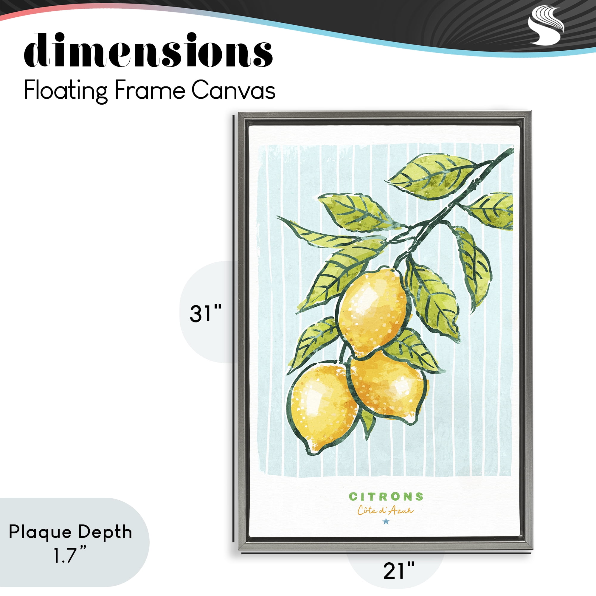 Stupell Industries Modern Bistro Lemons Gray Framed Floater Canvas Wall Art, design by Chad Barrett