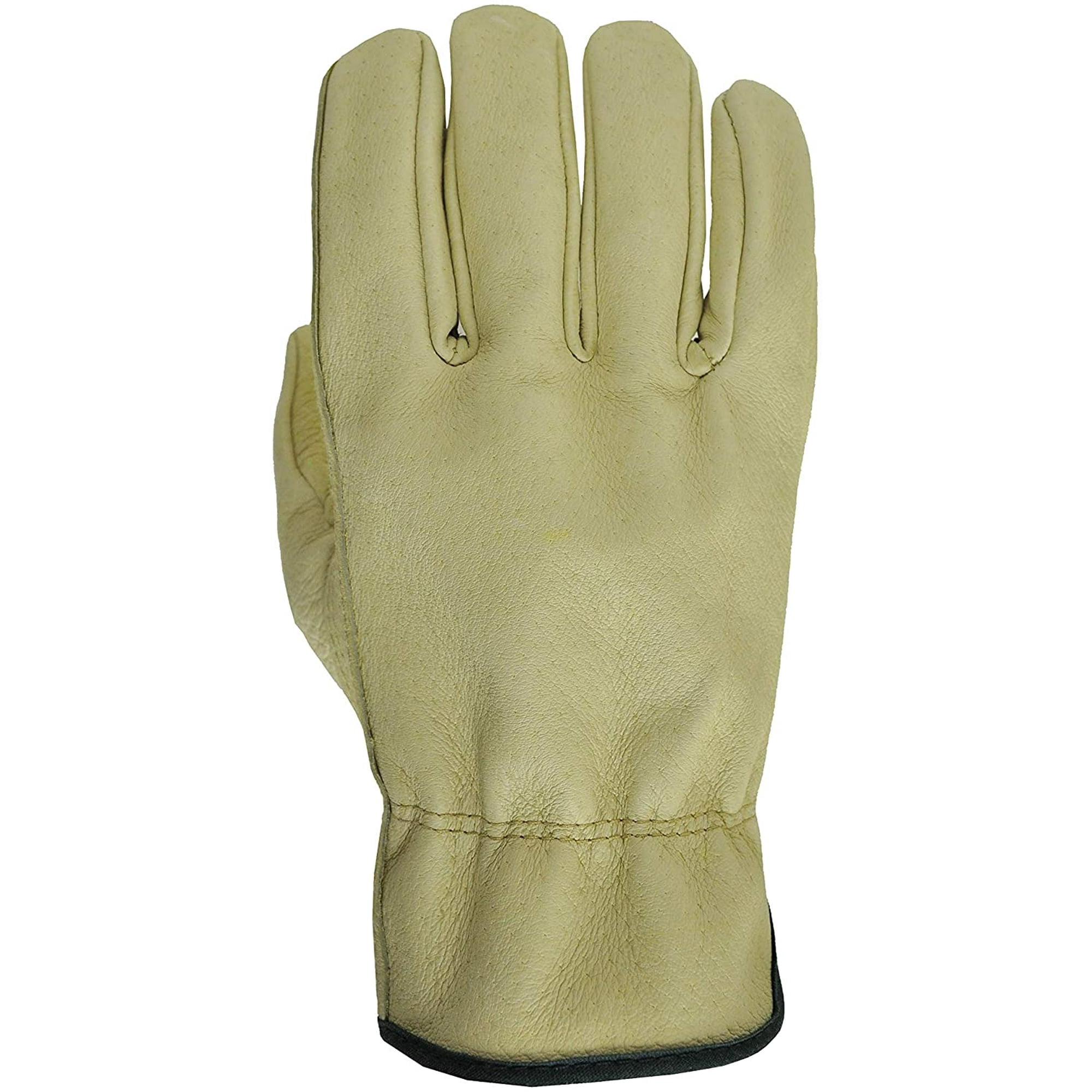 G & F Grain Pigskin Leather Work Gloves, Size Small, 3 Pairs