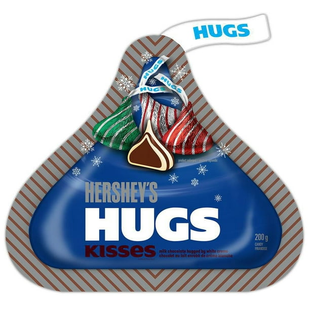 Friandises du temps des Fêtes HERSHEY’S HUGS (pellicules de couleur rouge, vert et argent), Bonbons de Noël 200g