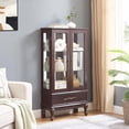 thumbnail image 3 of Vintage Lighted Curio Storage Cabinet with 1 Drawer, Mirrored Back & Tempered Glass Doors, 3 Tier Storage Display Cabinet Adjustable Shelves Home Office Showcase,Brown, 3 of 8