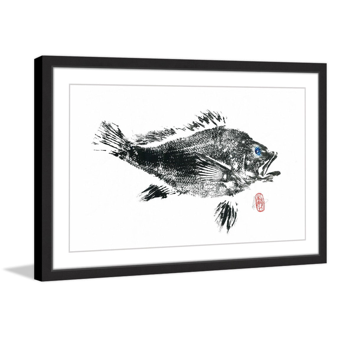 "Large Black Bass" Framed Painting Print
