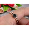 thumbnail image 5 of Classic 10k Rose Gold 2 Carat Round Cut Black Diamond Moissanite Engagement Ring With Matching Wedding Band Anniversary Gift Art Deco, 5 of 5