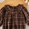 thumbnail image 6 of Xyant Infant Baby Boy Girl Plaid Romper Baby Sweatshirt Long Sleeve Romper Ruffle Festival Clothes Fall Winter Outfits (Coffee,0-3 Months), 6 of 7