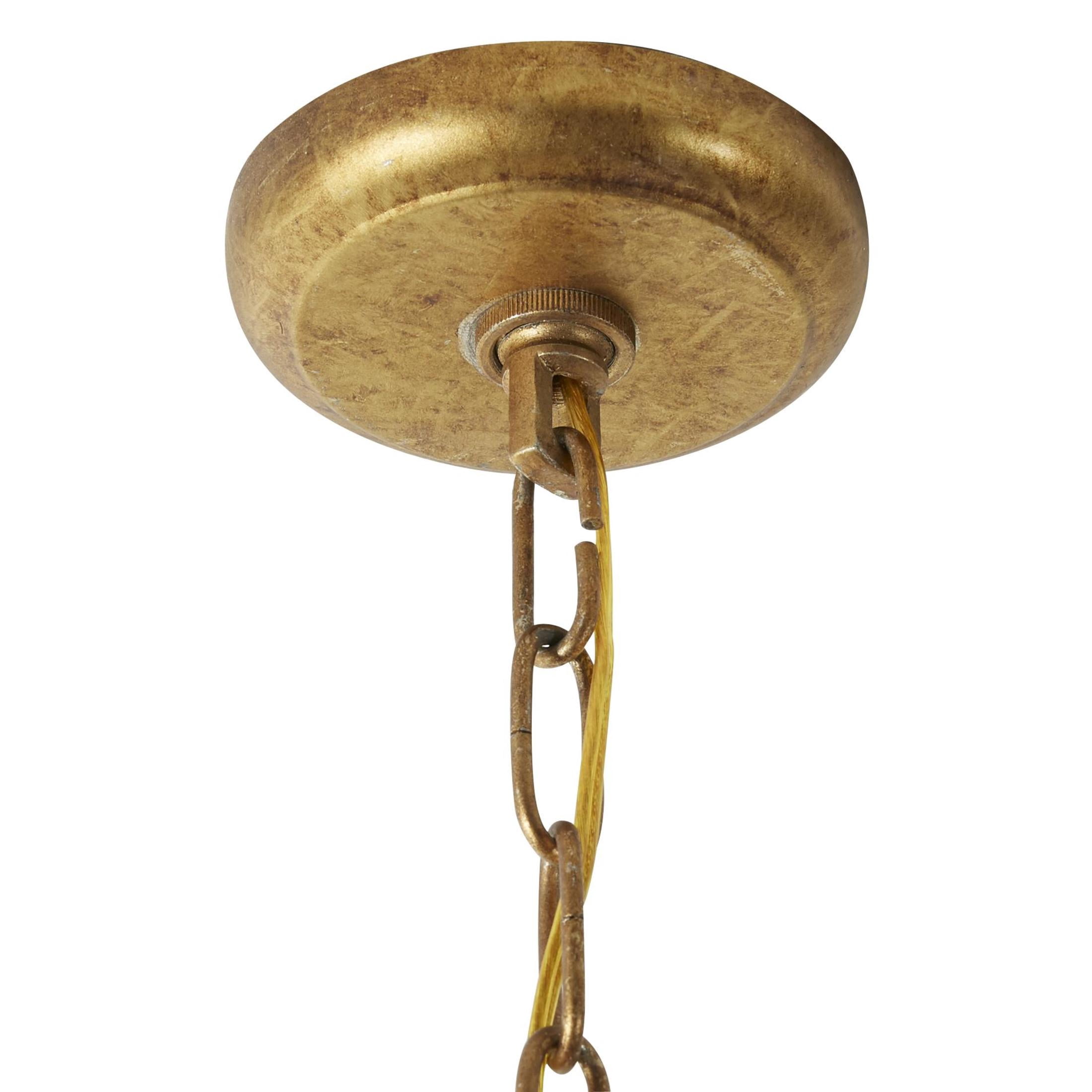 DecMode Modern Metal Gold Geometric Chandelier with Link Style Chain, 25"W x 30"H