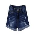 thumbnail image 5 of Audhol Denim Shorts for Women, Mid Rise Ripped Jean Shorts Womens Shorts for Women Trendy Stretchy Folded Hem Hot Short Jeans Navy 2XL, 5 of 8