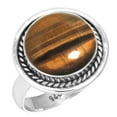 thumbnail image 1 of 925 Silver Ring For Women - Girls Brown Real Tiger Eye Stone Silver Ring Size 13 June Birthstone Simple Silver Ring Size 13 Gift For Wife On Wedding 925 Gemstone Silver Jewelry, 1 of 6