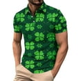 thumbnail image 2 of PNTUTB St. Patrick's Day Men's Fashion Print Collared Button Down Pullover Casual Short Sleeve Blouse, 2 of 6