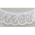 thumbnail image 1 of Woeilo 1-1/4" Ruffled Gathered Lace Trimming - 12 Yards - Color Options! (White), 1 of 2