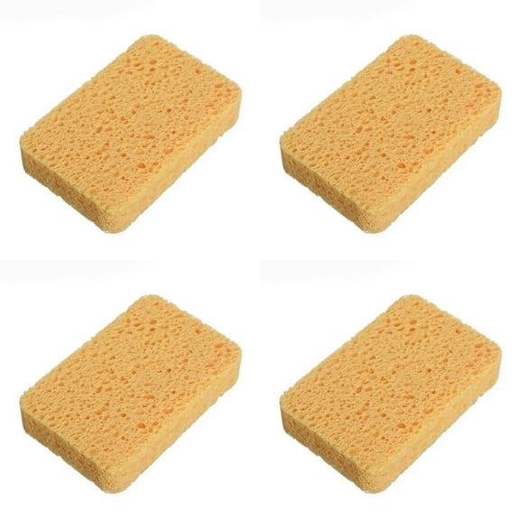 HWHCGZ 4 Pcs Cellulose Sponges-Heavy Duty Scrub Kitchen Sponge Clean Tough Messes Without Scratching Sponges Kitchen Orange