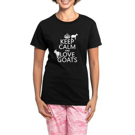 CafePress - Keep Calm And Love Goats Pajamas - Women s Short Sleeve Print T-Shirt and Pants Dark Cotton Pajama Set