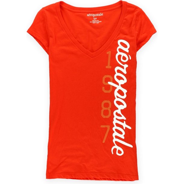 Aeropostale Womens Screen Print 1987 Graphic T-Shirt, Rojo, Small