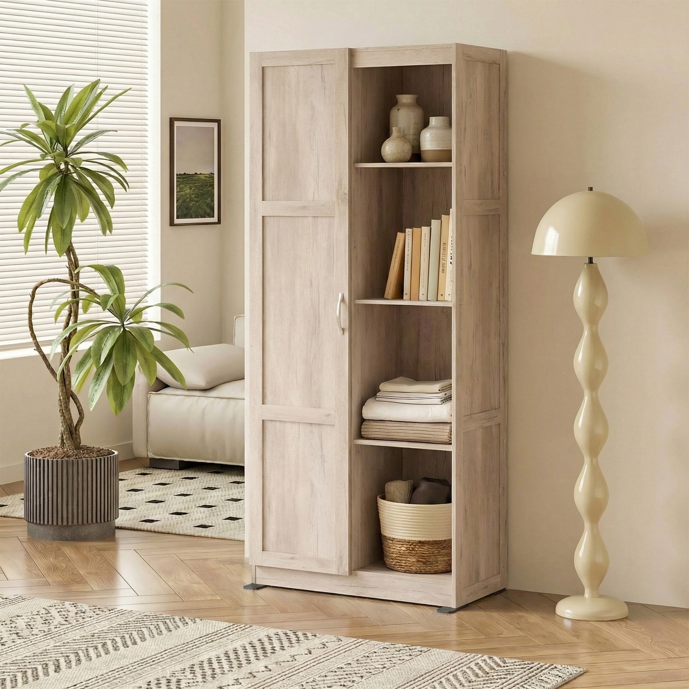 edx 71" Wooden Storage Cabinet for Living Room,Hallway, Entryway, Closet, Home Office, Gray