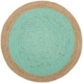 thumbnail image 2 of SAFAVIEH Natural Fiber Cebrail Braided Jute Area Rug, Aqua/Natural, 6' x 6' Round, 2 of 6