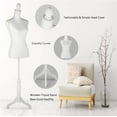 thumbnail image 2 of Dress Form Female Mannequin Torso, Height Adjustable Mannequin Body with Stand for Sewing, Display, White, 2 of 14