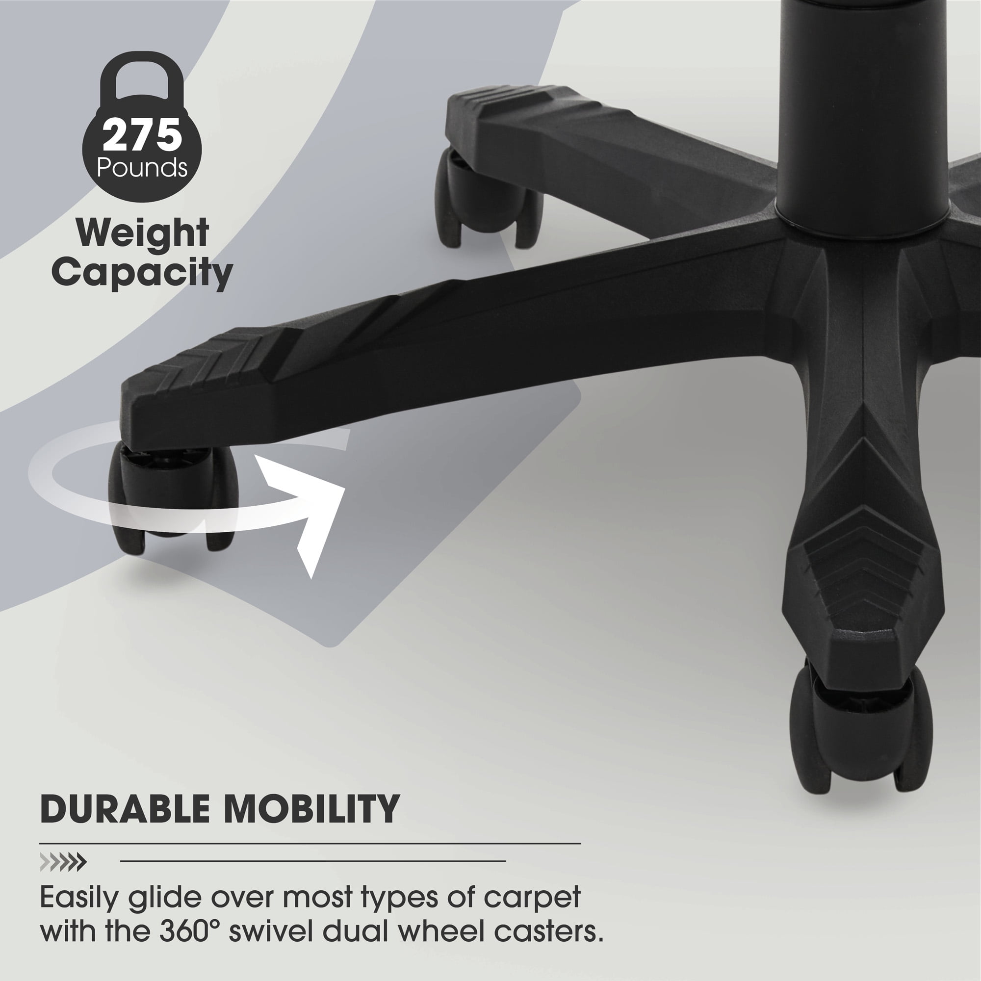 Gamer Gear Mesh Adjustable Back Office Chair with Footrest, 275 lb. Capacity, Black