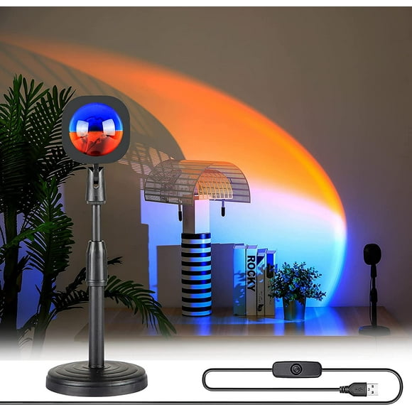 Sunset Lamp, Romantic Sunset Projector, 180 Degree Rotation Romantic Nightlight USB Charging, Adjustable Height, for Photography, Selfie, Tiktok and Home Decor (Coastline)