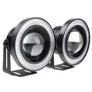 GTP 3.5" Car White LED Fog Light Projector Angel Eyes Halo Ring DRL 6000K Lamp Kit 2400LM