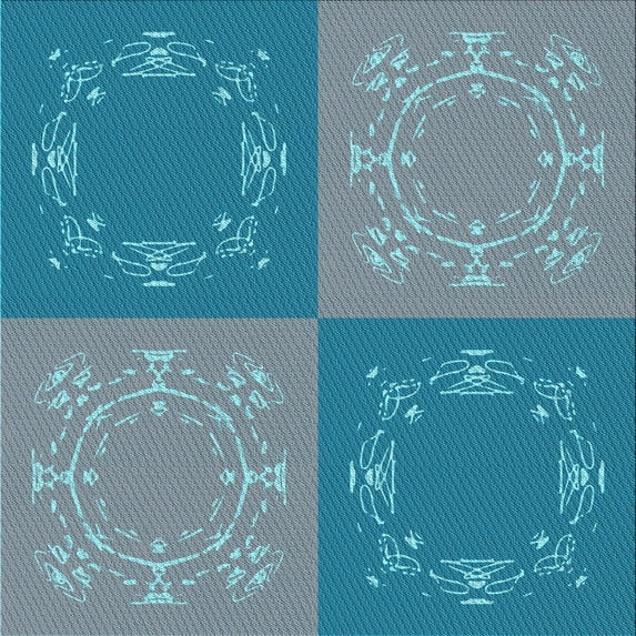 Ahgly Company Indoor Square Patterned Steel Blue Area Rugs, 5' Square