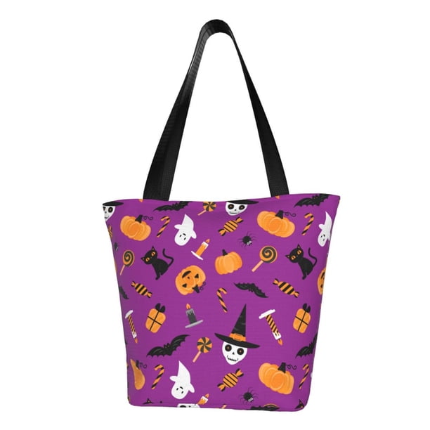 Fotbe Halloween2 Bolsa de Playa con Estampado, Bolsa de Hombro, Bolsa de Mano Espaciosa, Bolsa de Viaje Ligera, Bolsa de Compras Versátil