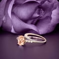 thumbnail image 3 of Beautiful Unique Art Deco 2.00 Carat Oval Cut Morganite And Diamond Moissanite Engagement Ring, Classic Wedding Ring, One Matching Band in 10k Solid Rose Gold, Gift For Her, Promise Ring, Bridal Set, 3 of 3