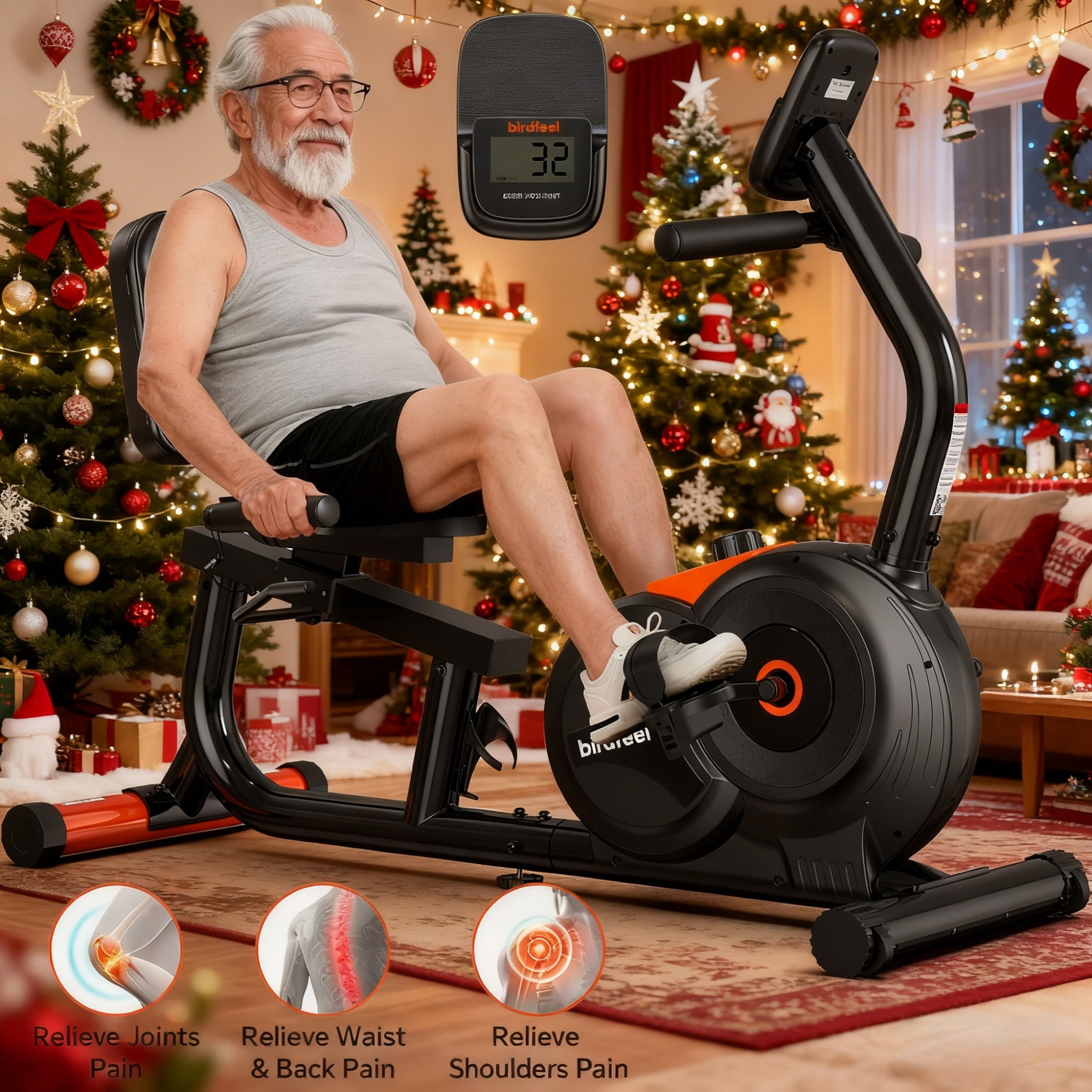 HASIMAN Recumbent Exercise Bicycles for Adults Seniors Sit Down Stationary Bicycle 16 Level Adjustable Magnetic Resistance Indoor Cycling Exercise Bike 350 lbs Capacity