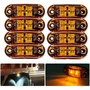 Side Marker Light - 8pcs Amber LED 2.5inch 2 Diode Light Oval Clearance Trailer Truck Side Marker Lamp