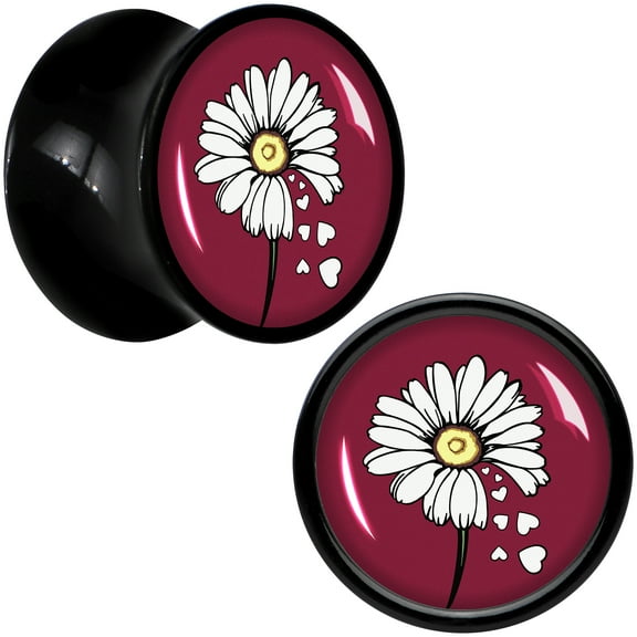 Body Candy 00 Gauge Love Me Not Flower Acrylic Saddle Plug Set