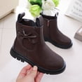 thumbnail image 4 of Girls Ankle Boots Bow Decor Side Zipper Booties Kids Trendy Simple Comfy Chunky Heel Non-Slip Shoes for School Wear Brown 2 Big Kids, 4 of 7