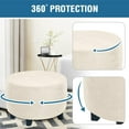 thumbnail image 6 of SEase Round  Velvet Ottoman Slipcover Covers Footstool Protector Covers Storage Stool Ottoman Covers Stretch with Elastic Bottom 20-23in Ivory, 6 of 15