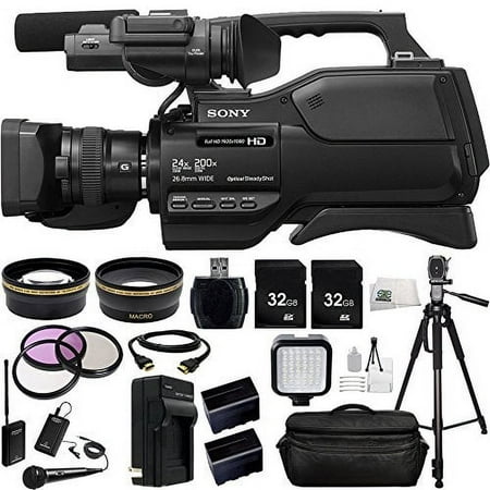 Sony HXR-MC2500 HXRMC2500 Shoulder Mount AVCHD Camcorder with 3-Inch LCD (Black) + Audio-Technica ATR288W VHF TwinMic Sy