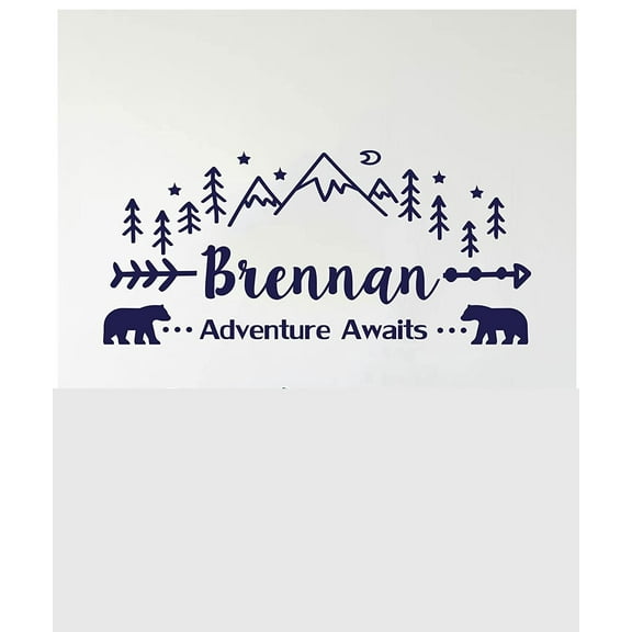 Wall Decal Personalized Name Vinyl Sticker Quote Decals Custom Name Mountain Nursery Woodland Decor Boys Room Bedroom Decals