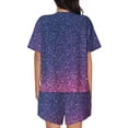 thumbnail image 3 of Lsque Violet Glitter Women's Short-Sleeved Pajama Set - 2 Piece Soft and Lightweight Sleepwear Set-Medium, 3 of 9