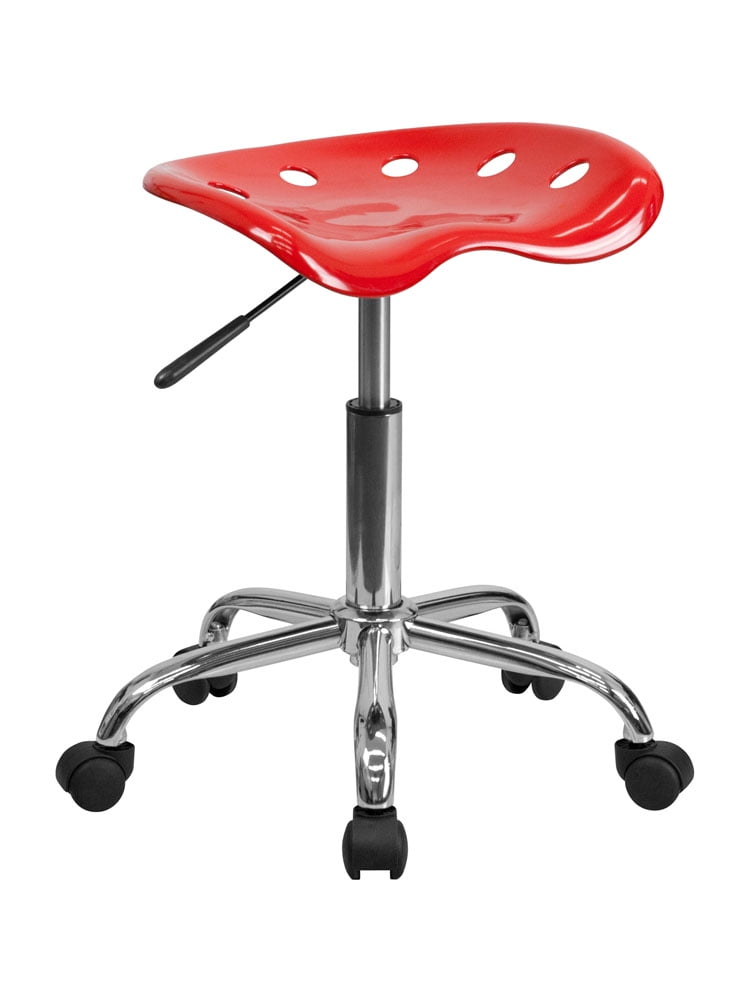 Offex Vibrant Red Tractor Seat and Chrome Stool [OFLF214AREDGG