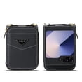 thumbnail image 6 of ChicShell Wallet Case For Samsung Galaxy Z Flip 6, RFID Blocking PU Leather Zipper Handbag Purse Flip Cover, Kickstand Case with Card Slots Holder Wrist Strap Lanyard, Black, 6 of 9
