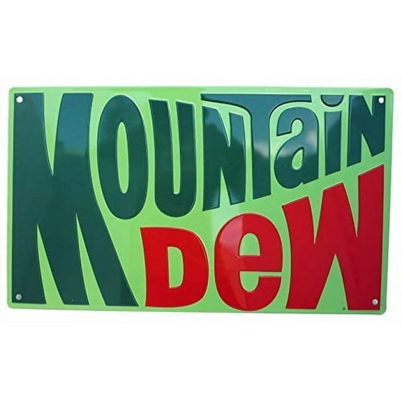 Size: 12x8 Inches Mountain Dew 1970's Logo Tin Sign Vintage TIN SIGN