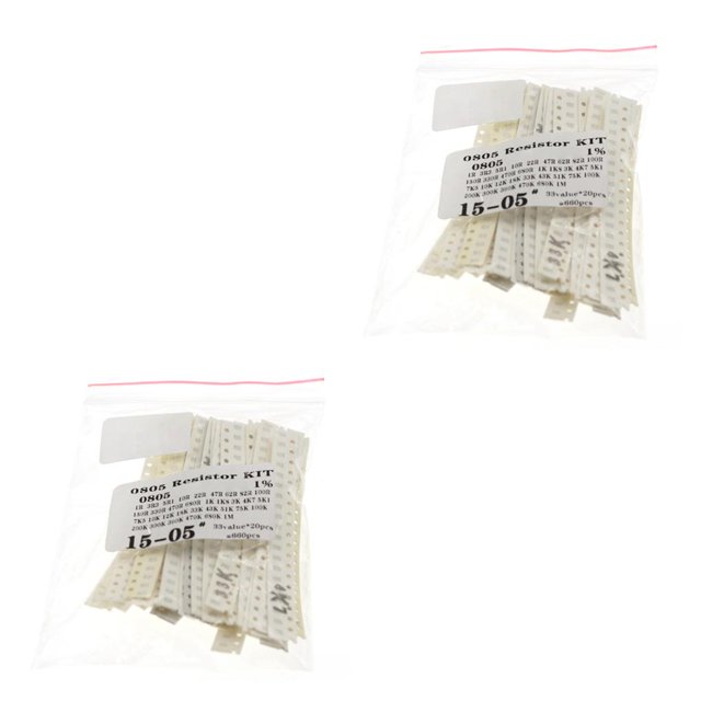 Destyer 660pcs / Sac Résistance Résistance Résistance Résistance Film Pack Résistances Assortiment Ohm Composants Ménage Professionnel 0805 Puce 2Set
