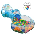 thumbnail image 1 of Tienda de juegos infantil 3 en 1 con túnel, piscina de pelotas y área de juego, diseño estilo océano, fácil de armar y almacenar, ideal para exteriores, parques o guarderías, fabricada en poliéster, 1 of 6