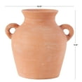 thumbnail image 4 of DecMode 11" Washed Terracotta Jug Pink Ceramic Vase with Handles, 4 of 14