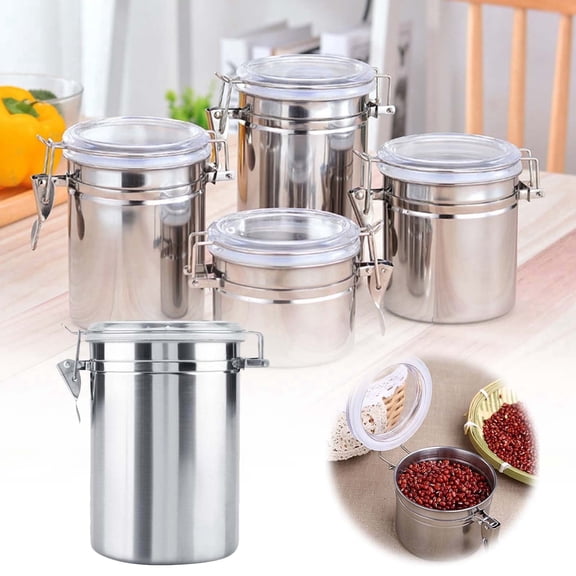 Stainless Steel Food Storage Canister Airtight Sealing Container for Coffee Tea Milk Powder Organizer Kitchen Pantry Keep Fresh
