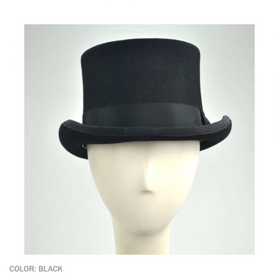 Mid Crown Wool Felt Top Hat - XXL - Black